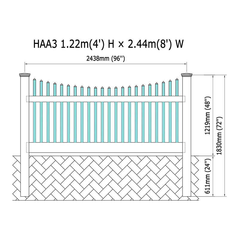 HAA3 4ft scalloped picket fence