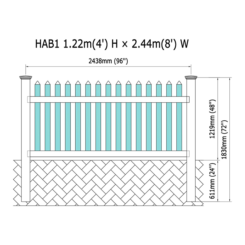 HAB1 traditional straight Spade fence