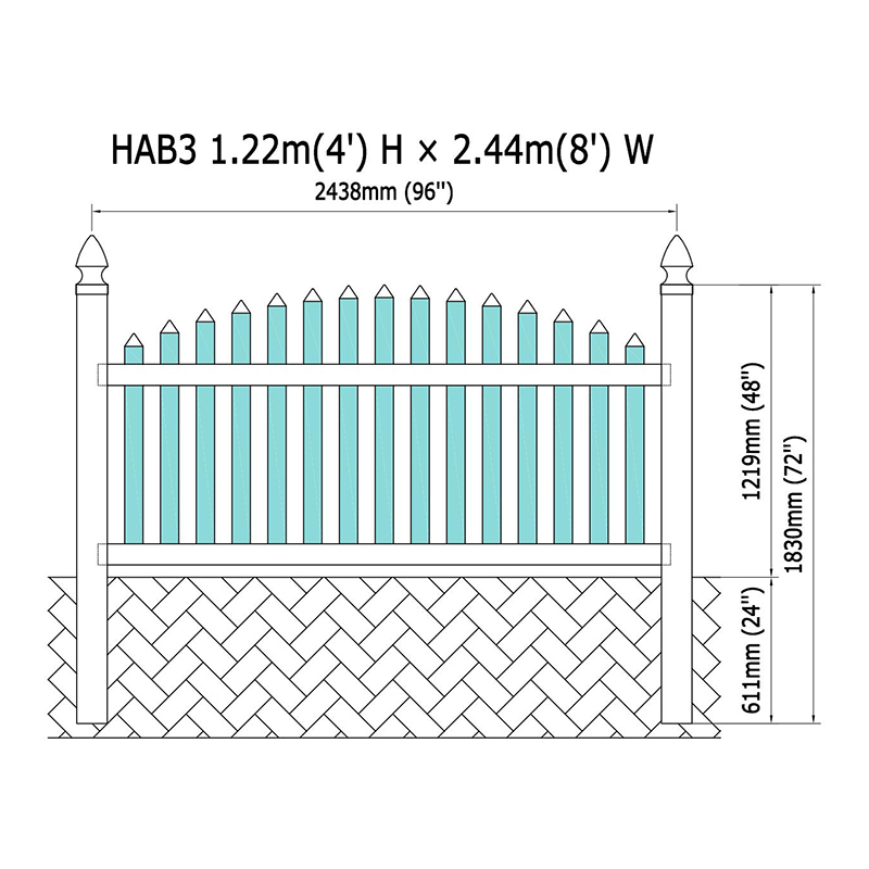 HAB3 pvc arched picket fence