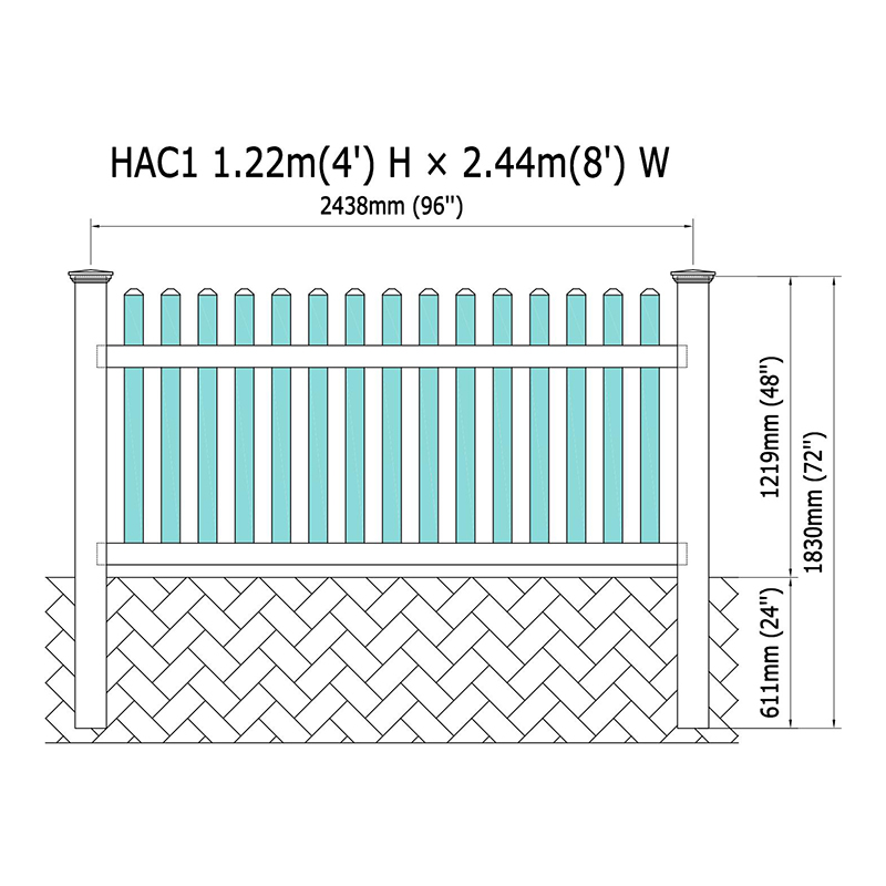 HAC1 picket fence 4'Hx8'W