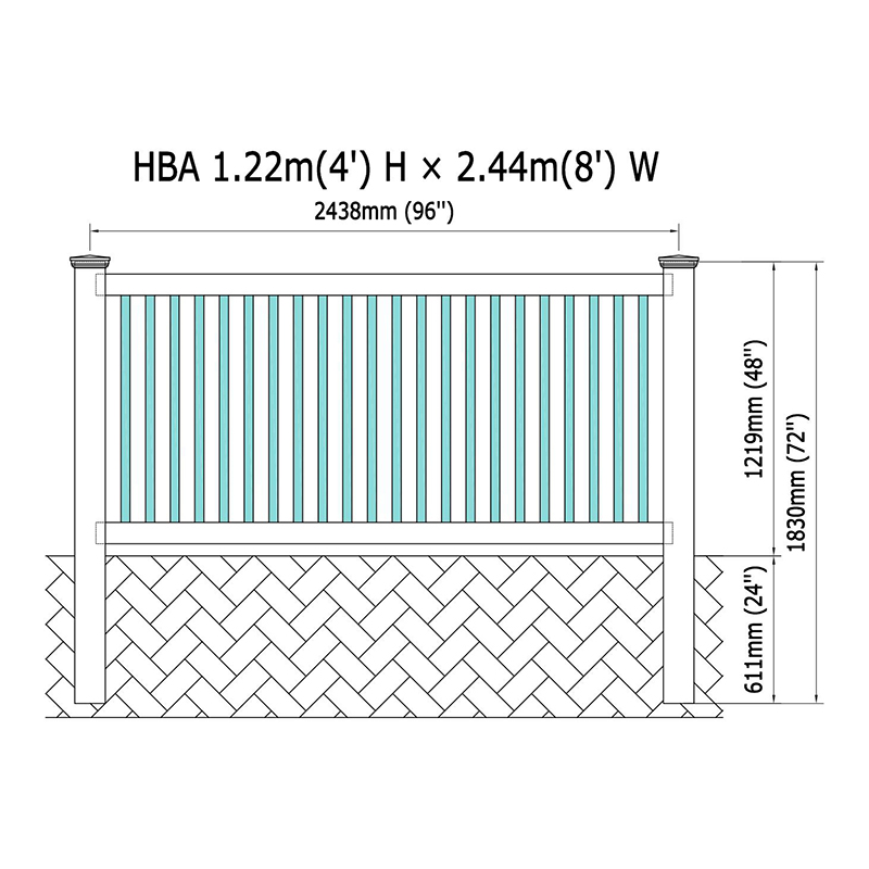 HBA pvc vertical railing fence