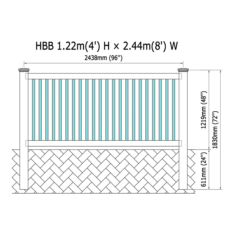 HBB pvc horizontal garden fence