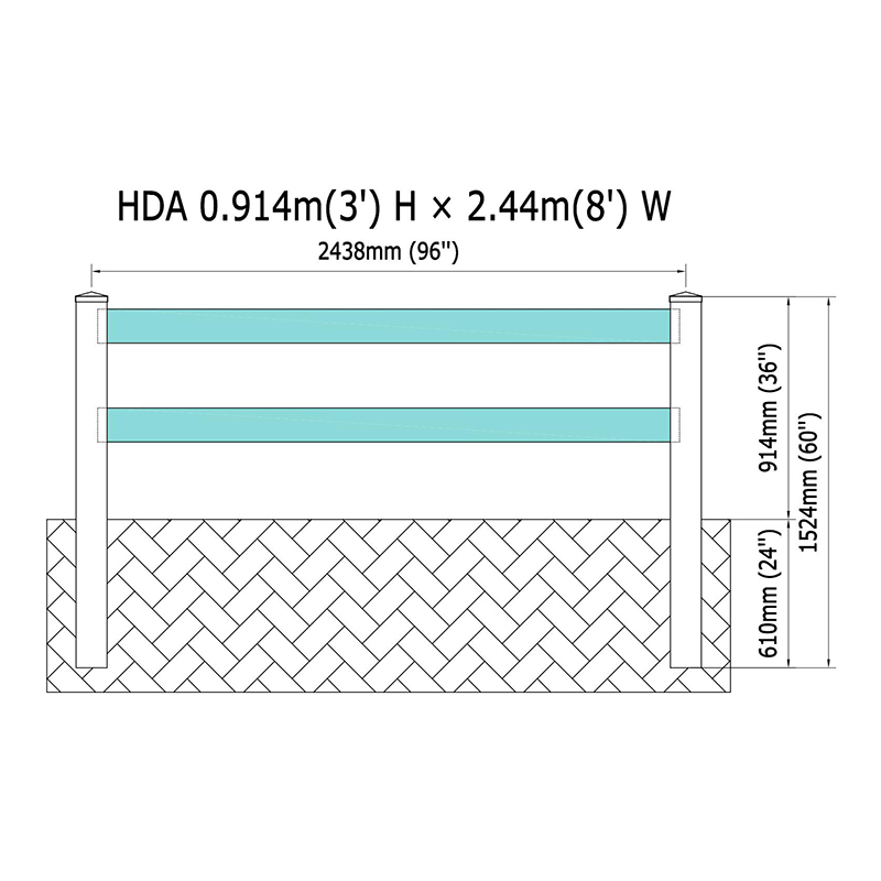 HDA 2-rail pvc farm fence