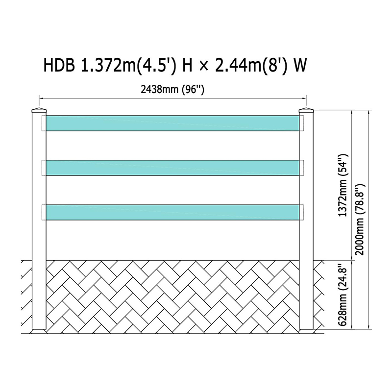 HDB 3-rail pvc horse fence