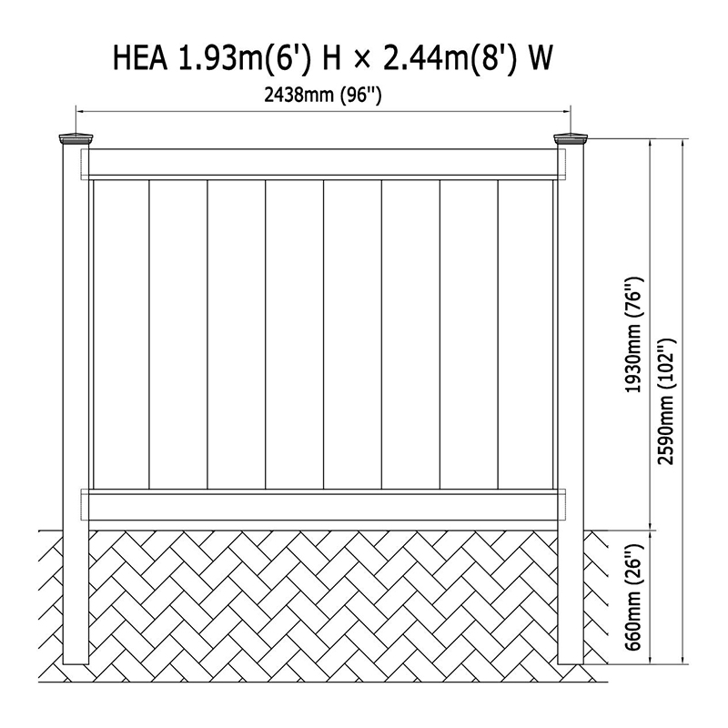 HEA pvc privacy panel fence 6'x8'