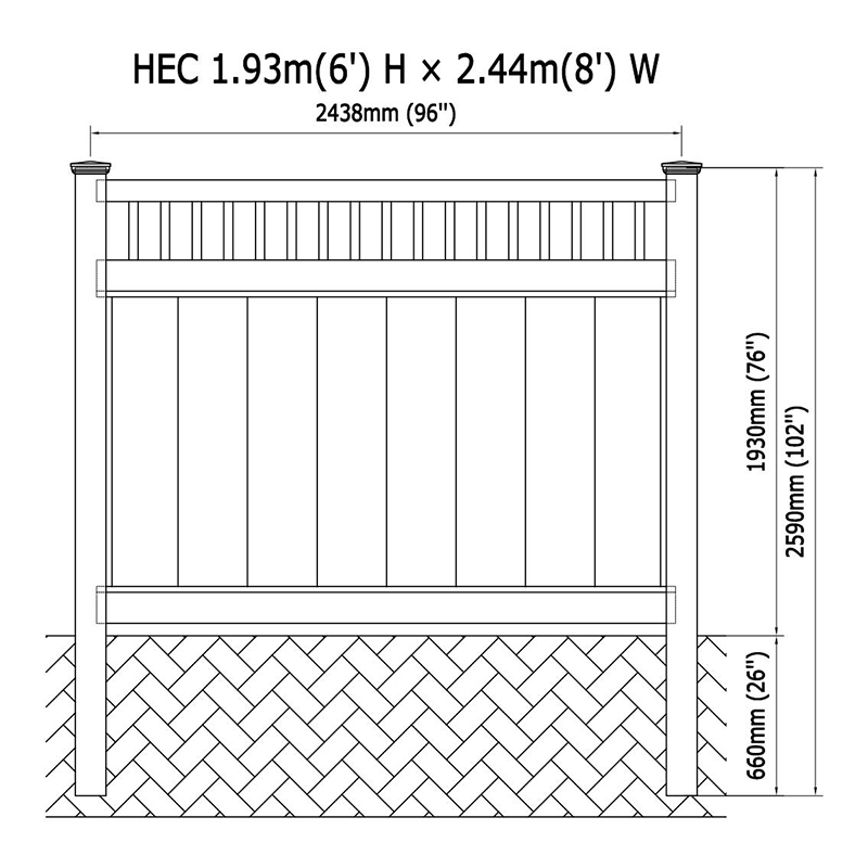 HEC pvc picket top panel fence