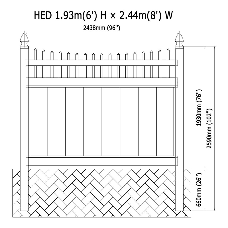 HED privacy vinyl fence 6ft height