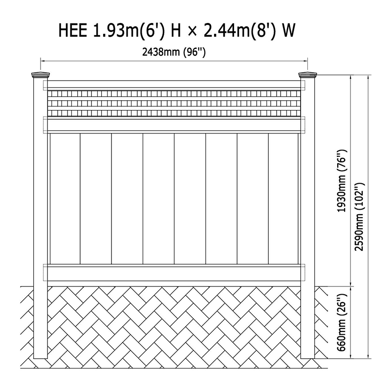 HEE 6'height T&G panel pvc fence