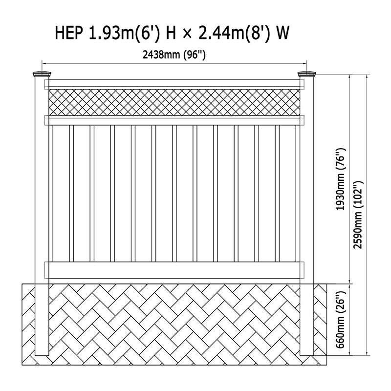 HEP lattice top semi privacy fence