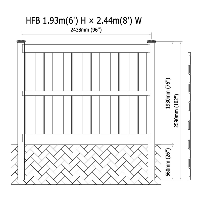 HFB pvc semi-private fence panels