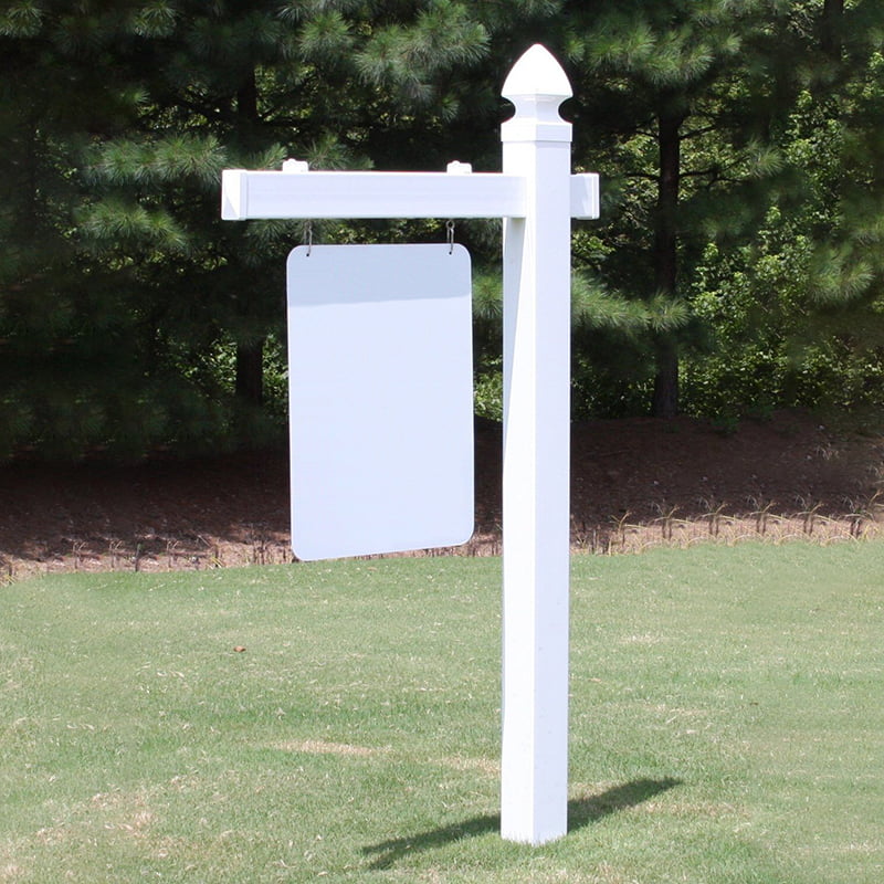 Flat cap pvc sign post